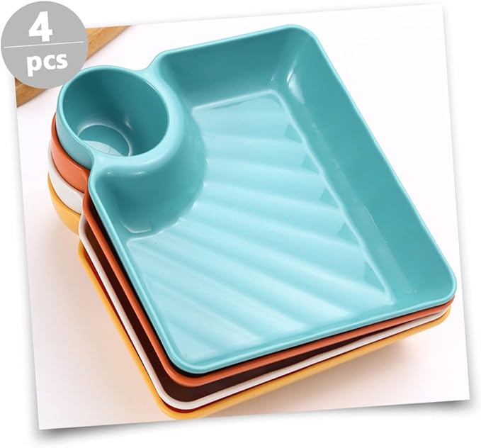 Cabilock 4Pcs Simple Style PP Snack Dishes Dumpling Plates for Appetizers Home Tableware and Easy to Clean for Serving Desserts and Bites