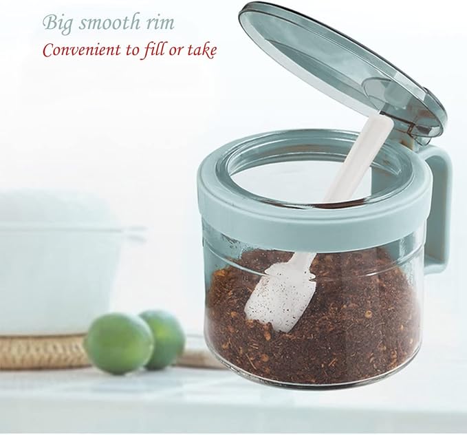 TENTA TENTA KITCHEN Gourmet Seasoning Box with Serving Spoons, Spice Jar Set Condiment Cruet Bottle, Kitchen Supplies,Nice Design for Kitchen (glass)