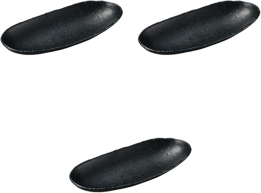Set of 3, Black Mist 12.6 inches (32 cm) Long Plate (12.6 x 5.4 x 1.4 inches (32 x 13.8 x 4 cm) | Serving Plate Ceramics Setomonohonpo