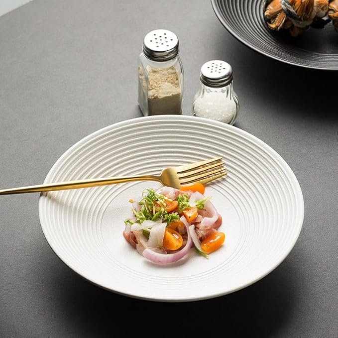 Dinner Plates Round Moon Deep Plate Ceramic Appetizer Pasta Home Salad Large Soup Bowl Restaurant Tableware Western Food Kitchen Kitchen Salad Bowl