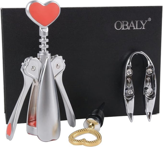 Silver Wing Corkscrew Wine Opener Set of 3 Pcs with Foil Cutter and Wine Stopper
