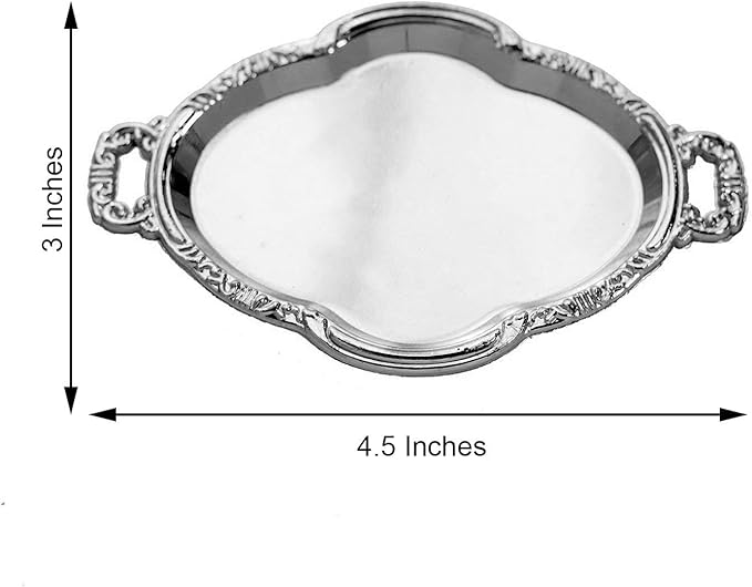 12 Silver 4.5 in Long Metallic Mini Oval Trays Favor Holders Wedding Party Events Home Accessories Decorations Supplies