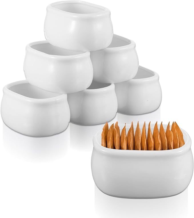 Set of 6 Sugar Packet Holder, Ceramic Sugar Caddy for Sweetener, Classic Restaurant White Tea Bag Organizer Bowl Storage Dish for Coffee Bar, Home