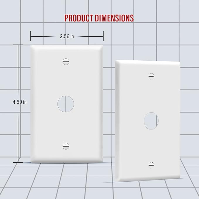 ENERLITES 0.625" Hole Phone/Cable Wall Plate, Standard Size 1-Gang 4.50" x 2.76", Polycarbonate Thermoplastic, 8861-W-10PCS, White (10 Pack)