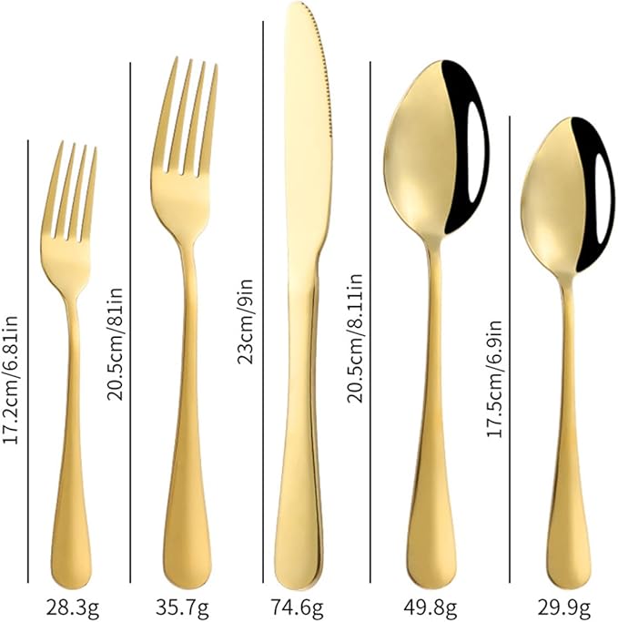 Stainless Steel Customized Flatware Set,Engraving Name Knife Forks Spoon,Personalized names will be engraved on your tableware, Customized Birthday Christmas Gift Gold