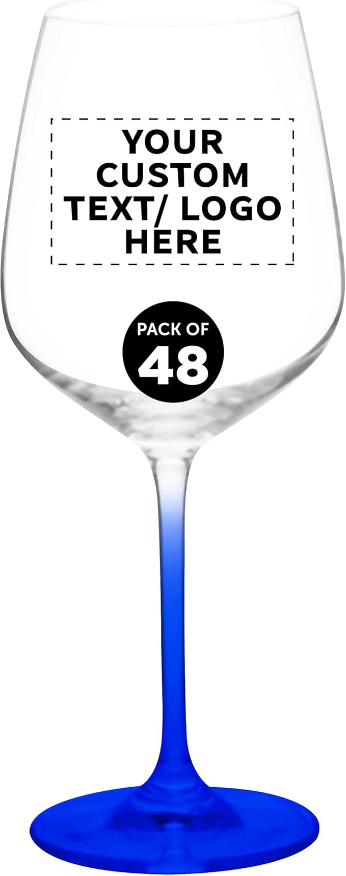 Custom Crystal Wine Glasses 17.5 oz Set of 48, Personalized Bulk Pack - Restaurant Glassware, Perfect for Red Wine or White Wine - Blue