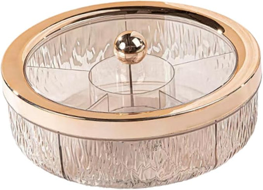 Serving Tray Container Rotating Snack Plate Dried Nuts Platter for Kitchen Entertaining, rose golden ball