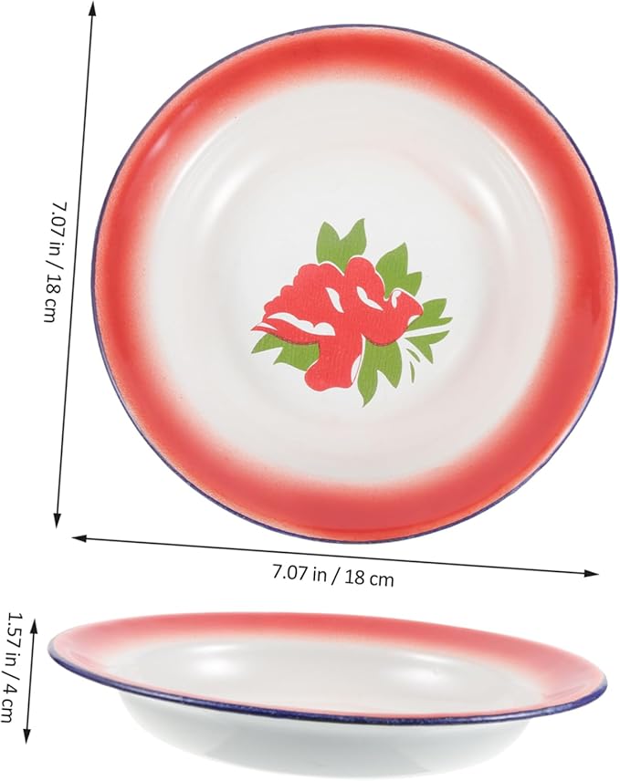 GLEAVI 2pcs Vintage Floral Ceramic Plates Thick Antique Appetizer Holders Decorative Food Trays for Entertaining and Home Décor