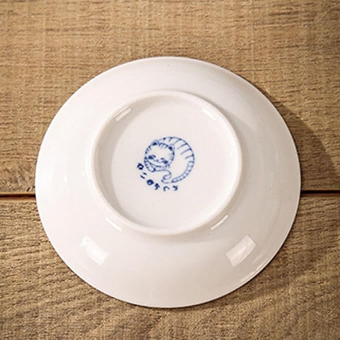 Japanese Sushi Sauce Plate Small Lucky Cat Pattern Soy Sauce Dish Mini Round Ceramic Glazed Plates for Appetizer Dessert Fruit(A)