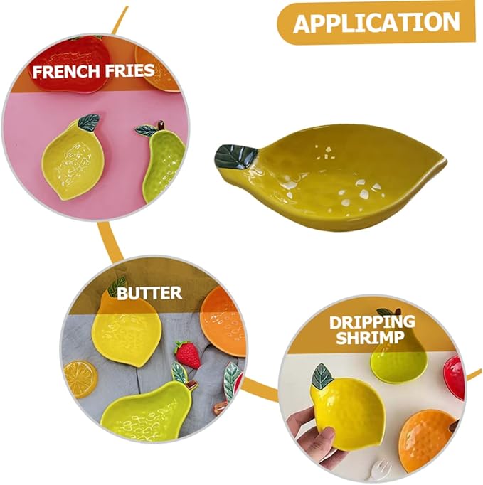 Sosoport Creative Ceramic Fruit Shaped Sauce Dish Condiment Container for Dipping Sauce Vinegar and Seasoning Unique Appetizer Plate for Sushi and Salads