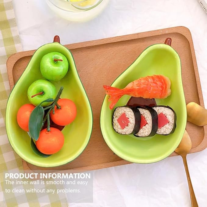 BESTOYARD Avocado Shape Ceramic Appetizer Plate 6.49X4.25 Inch Snack Dish for Serving Fruits Salads Desserts Tableware for Kitchen Dining Entertaining