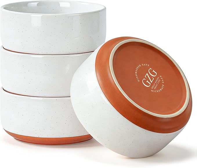 GZG 6 Inch Ceramic Cereal Bowls Set of 4, 28oz Large Soup Salad Pasta Bowls, Porcelain Oatmeal Bowl for Kitchen, Microwave & Dishwasher Safe