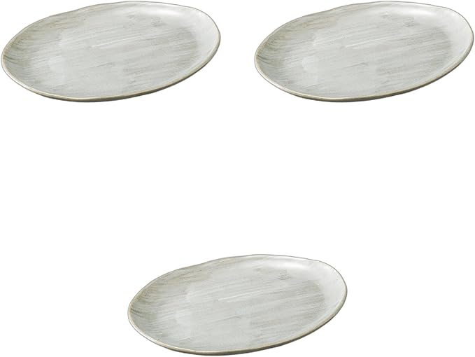 Set of 3 Blue Cloud Brush Oval Plates [9.8 x 7.0 x 0.6 inches (25 x 17.8 x 1.5 cm) | Setomonohonpo, Oval Plate, Ceramic