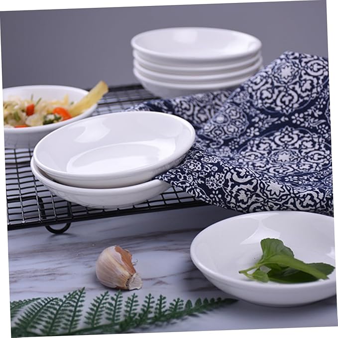 GLEAVI 6pcs Ceramic Condiment Dish Small Plates for Sauces Snacks and Dips Elegant Tableware for Home Restaurants and Parties