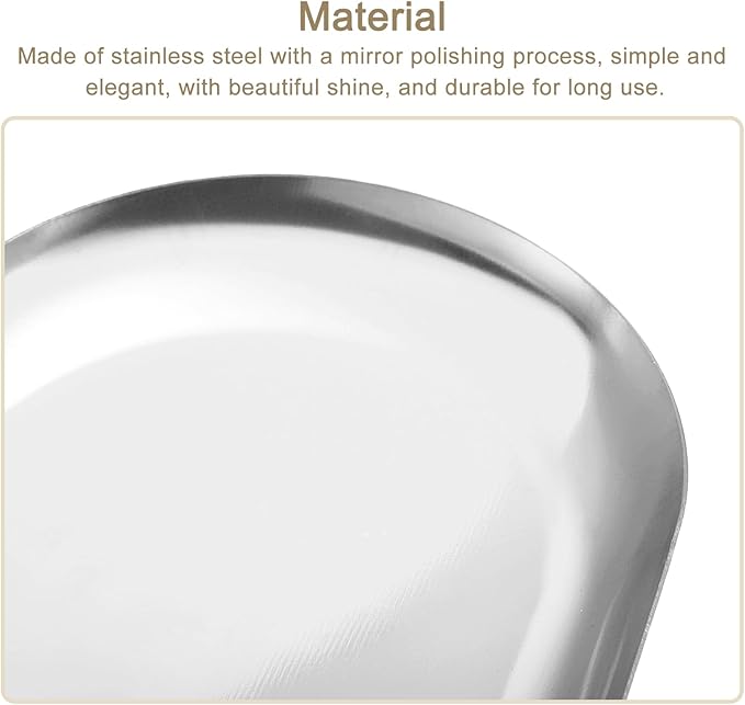uxcell 6pcs Stainless Steel Decorative Trays, Bathroom Trays, Makeup Cosmetic Trays, Small Serving Trays for Candles Dessert Tray(Silver, 9 x 3.5 Inch)