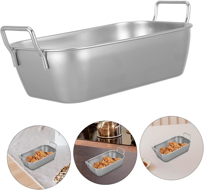 Unomor 5sets Stainless Steel Food Trays with Handles Serving Dish for French Fries Snacks and More for Kitchen Parties and Outdoor Grilling 2pcs*5