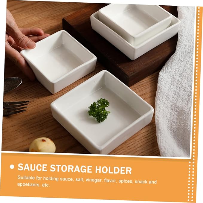 LIFKOME 2pcs Sauce Dishes Square Serving Plates for Snacks Dipping Sauces Stylish Kitchen Gadgets Craftsmanship