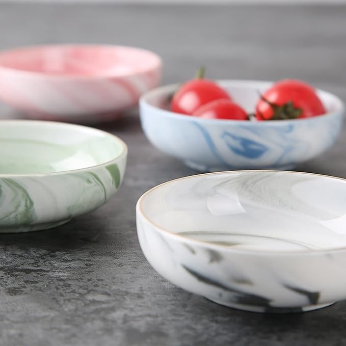 Appetizer Plate Ceramic Sauce Dish Marble Pattern Round Fruit Seasoning Soy Vinegar Ketchup Sauce Bowl Pigments Plates Tableware Snack Plate Sauce Dipping Saucer Trays