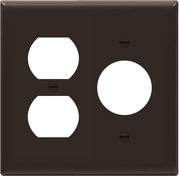 ENERLITES Combination Duplex Outlet/Single Receptacle 1.406" Hole Wall Plate Cover, Standard Size 2-Gang 4.50" x 4.57", Polycarbonate Thermoplastic, UL Listed, 882151-BR, Brown