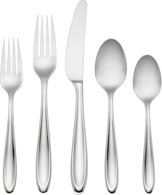 Lenox Silverware Set, Cantera 65-Piece Flatware Set, Service For 12, Dishwasher Safe, 18/10 Stainless Steel, Knives Spoons And Forks Sets, Home And Kitchen Serving Utensils (Silver, 65 Pieces)