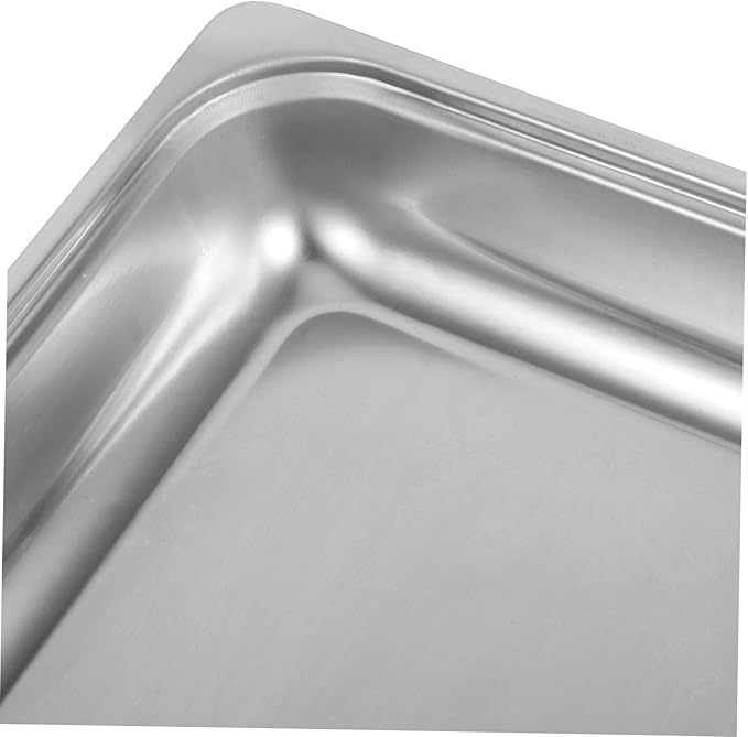 PRETYZOOM Stainless Steel Serving Tray Rectangular Lid for Parties Buffet Trays for Dishes Chilled Food