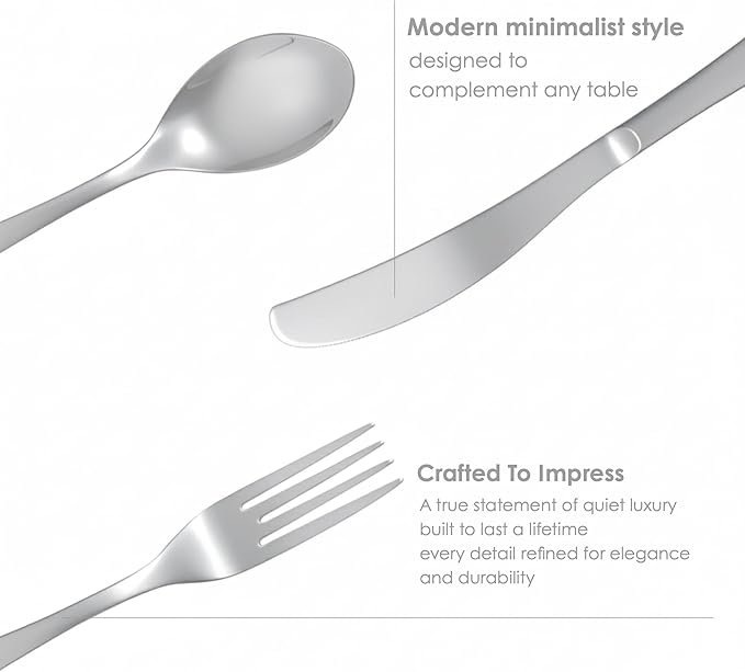 Windsor Silverware Set, 30 Piece Silver Flatware Premium Polished Stainless Steel, Service for 6, for Kitchen, Home, Wedding, Party, Mirror Polished Dishwasher Safe