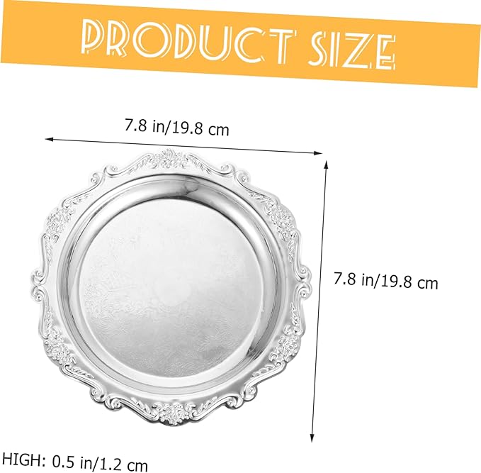 European Style Alloy Snack Serving Plate Silver Fruit Dish Decorative Cake Tray for Home Dessert Tableware