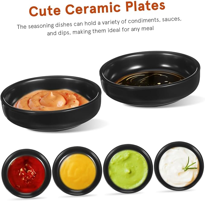 Alipis 6pcs Japanese Ceramic Dipping Dishes Multi-use Sauce Plates for Sushi Appetizers Condiments Non-stick Tableware for Easy Cleaning Maintenance