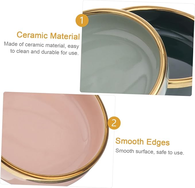 4Pcs Gold Rim Ceramic Sauce Dishes Appetizer Plates Dishwasher Safe for Seasoning Sauces Fruit Dishes Kitchen Supplies Random Color