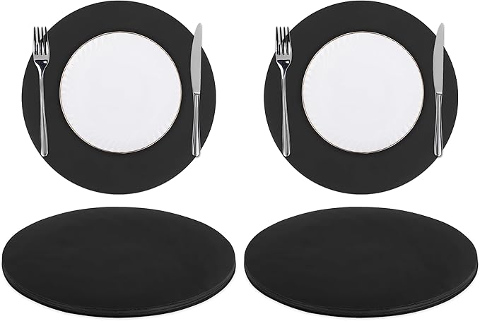 SHACOS 100 PCS Round Paper Placemats 13 inch Disposable Paper Place Mats for Dinner Wedding Birthday Party Festival Table Decoration Indoor Outdoor, Black (Pack of 2)