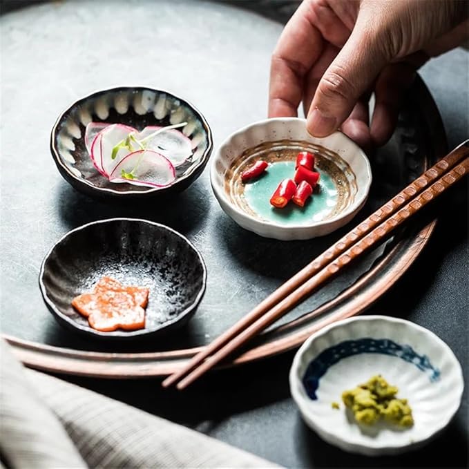Appetizer Plates Retro Ceramic Seasoning Plate Hotel Restaurant Sauce Dish Flavor Dish Kitchen Supplies for Condiment
