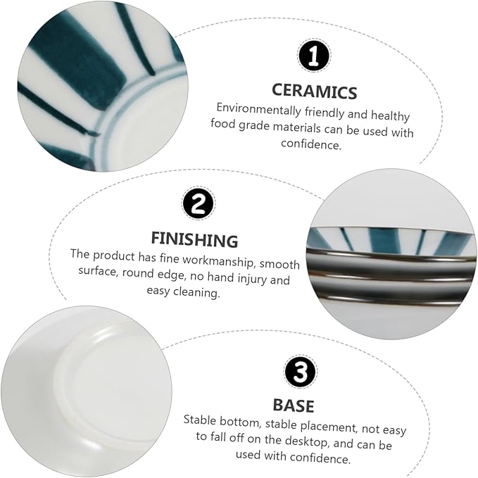 3pcs Ceramic Seasoning Dish Japanese Style Plates for Dipping Sauces Appetizers and Spices - Tableware for Family and Picnics