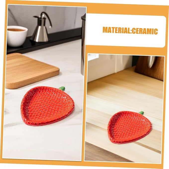 Alipis Strawberry Design Ceramic Appetizer Plate Elegant Dessert and Snack Dish for Dipping Sauces for Home Gatherings Outdoor Picnics and Restaurant Decor