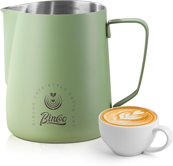 Milk Frothing Pitcher 350ml/12oz,Stainless Steel Latte Art Cup with Dual Arc Spout,Sharp Pouring Tip & Ergonomic Handle for Espresso Coffee Latte Cappuccino