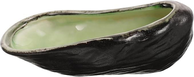 Ciieeo Ceramic Oyster Shell Plate Elegant Sushi Serving Dish for Sauces Appetizers Desserts and Caviar Decorative Food Server for Family Gatherings and Celebrations