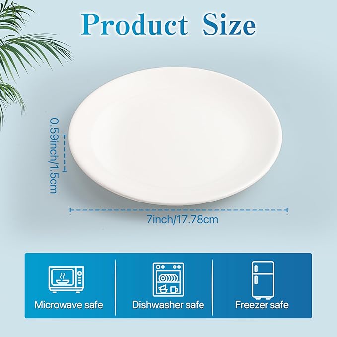 Ceramic Dessert Plates Set of 6,7 Inch White Appetizer Plates,Round Small Salad Plates Dinner Plates,Porcelain Dessert Plates for Snacks Cake,Microwave & Dishwasher Safe