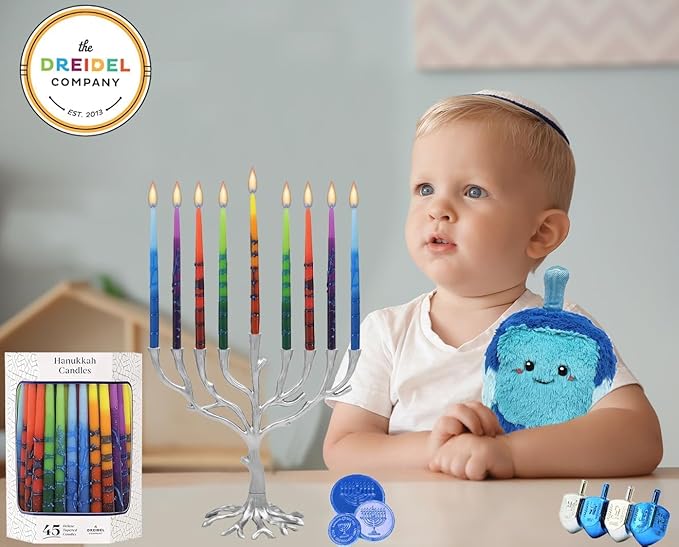The Dreidel Company Dripless Chanukah Hanukkah Candles Decorative Mother of Pearl, 45 Candles 1-Hour Burn Time