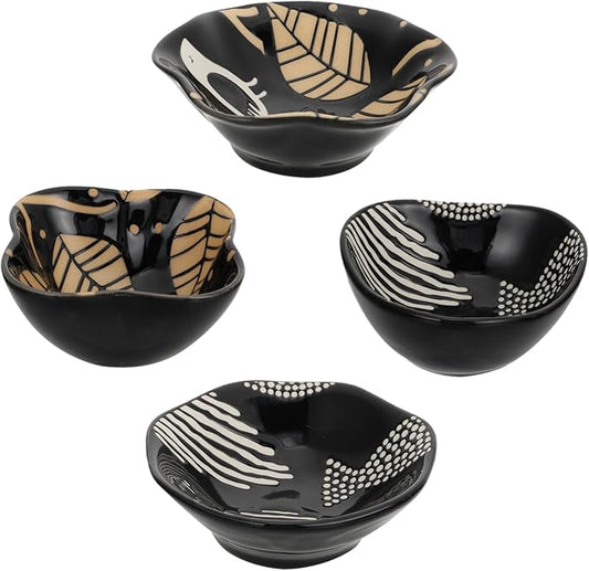 4pcs Fruit Dish Sauce Holders Ceramic Plate Soy Sauce Bowl for Kitchen