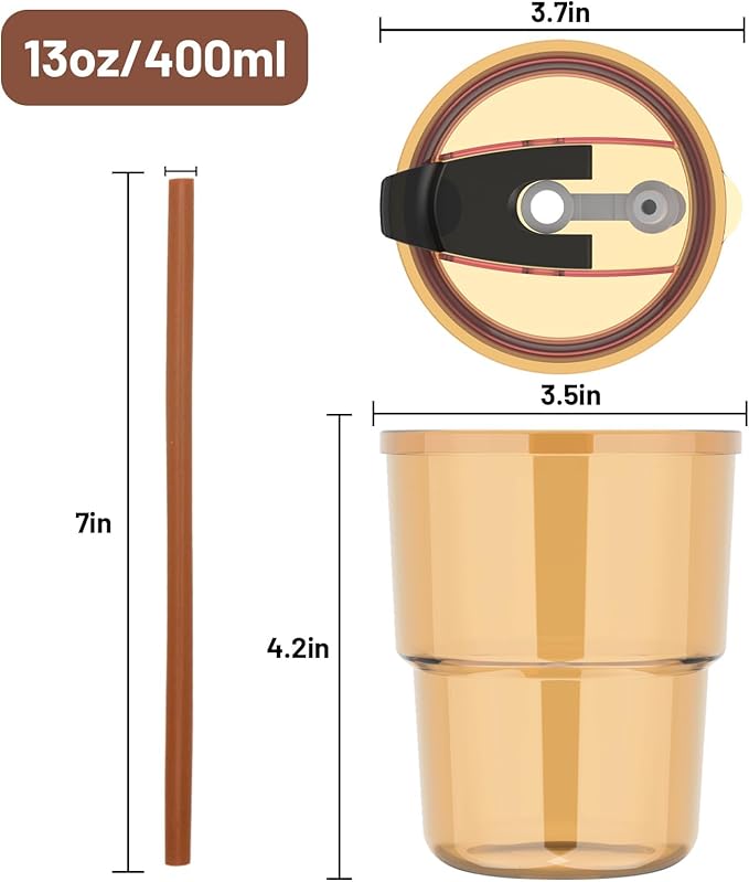 Luxfuel 13oz Tumbler Water Glass Cups with Straw and Lid, Reusable Iced Coffee Cups, Iced Tea, Sealed Carry-On Glass Tumbler for Travel, Home, Office, Party and Outdoor (Iridescent Shimmer 1 Pack)