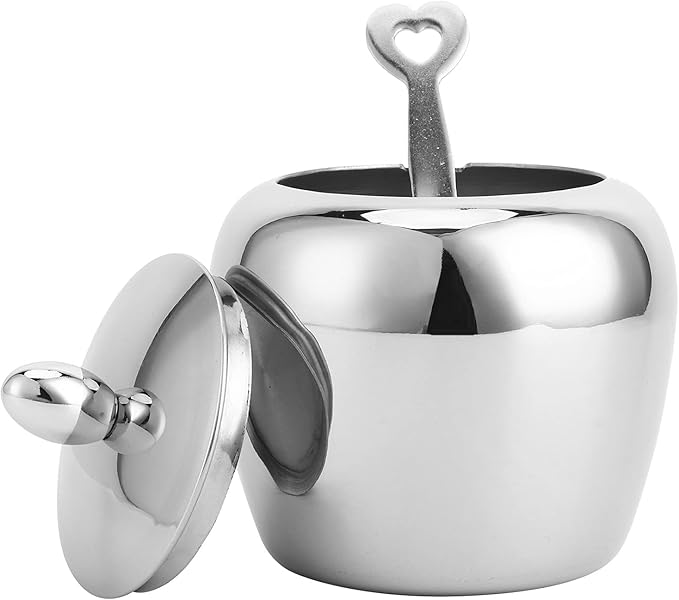 Sugar Bowl with Lid and Spoon 304 Stainless Steel Sugar Canister for Home Kitchen