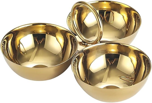 Stainless Steel Snack Serving Bowls Serving Trays Versatile Easy to Clean Appetizer Plates Fruit Plates for Party Bar Candies (Gold)