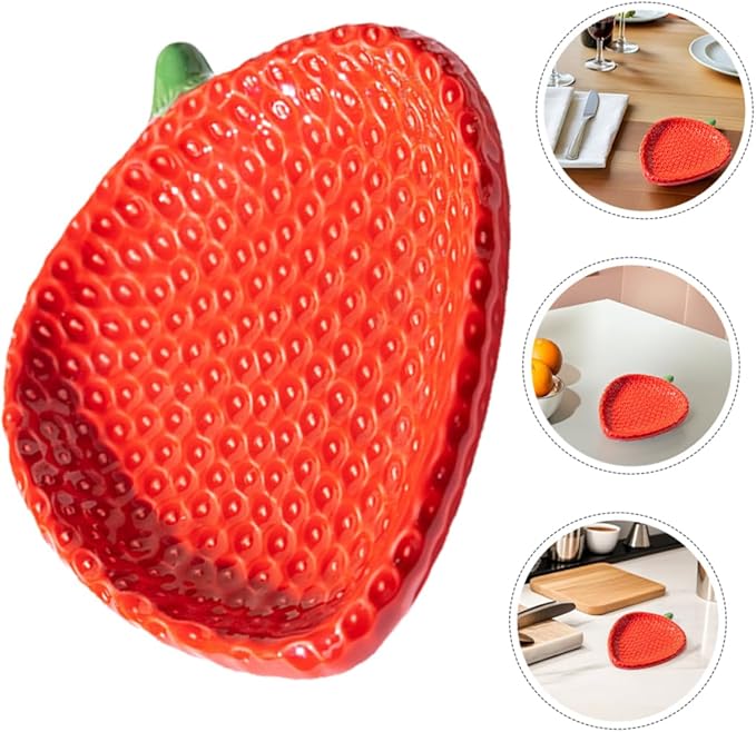 Alipis Strawberry Design Ceramic Appetizer Plate Elegant Dessert and Snack Dish for Dipping Sauces for Home Gatherings Outdoor Picnics and Restaurant Decor
