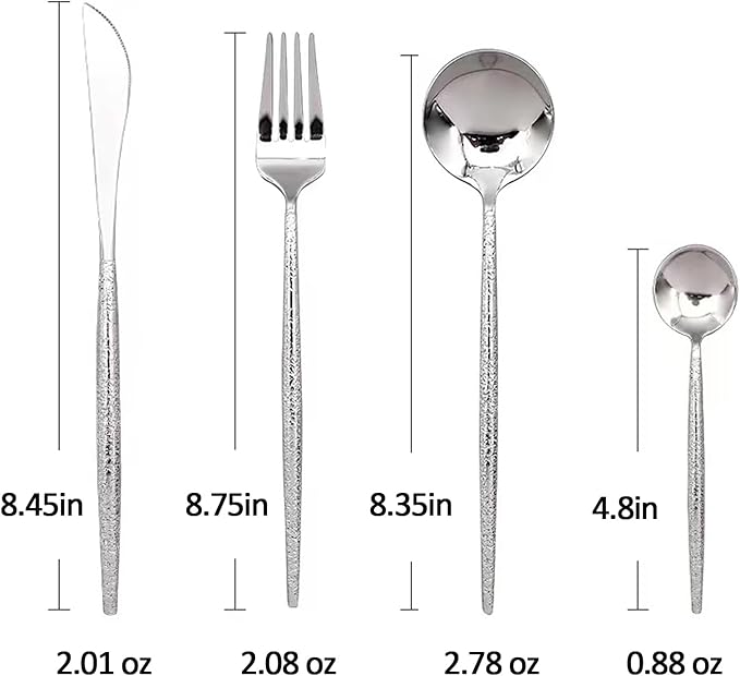 Silverware Set for 4, 16 Piece, Food Grade Stainless Steel Flatware Set, Hammered Cutlery Set For Home Kitchen Restaurant Hotel, Mirror Polished Serving Utensils Set, Forks/Steak Knife/Spoons