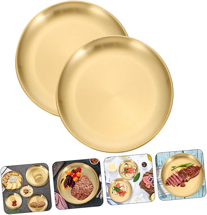 NOLITOY 2pcs Stainless Steel Serving Trays Multifunctional Appetizer Plates for Entertaining Decorative Jewelry Dishes for Home Decor Finish