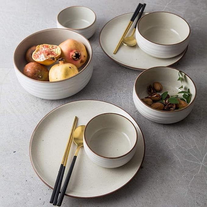 Dinner Plates Dishes/Plate/Bowl Set 11 Pieces White Round Porcelain Tableware Ceramic Dinner Set for 2-3 People,