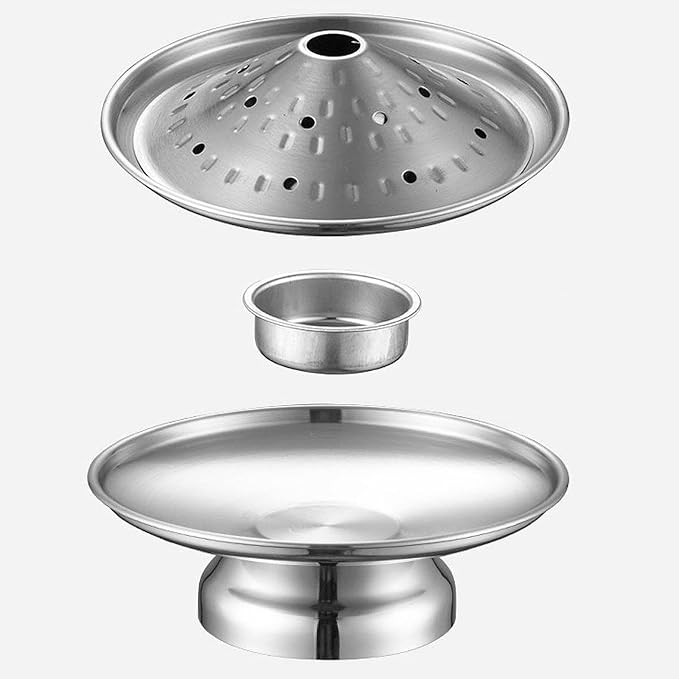 Chilled Seafood Serving Tray with Base Stand for Hot Pot, Silver