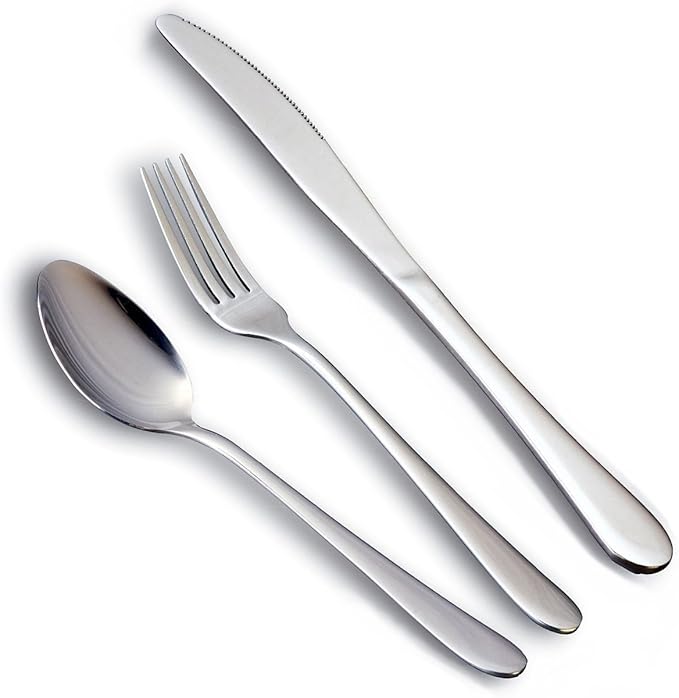 HornTide 12-Piece Flatware Sets Dinner Knife Fork Spoon 3-Piece Place Setting Service for 4 Person Stainless Steel Mirror Polishing
