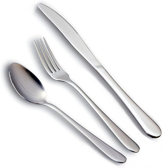 HornTide 12-Piece Flatware Sets Dinner Knife Fork Spoon 3-Piece Place Setting Service for 4 Person Stainless Steel Mirror Polishing