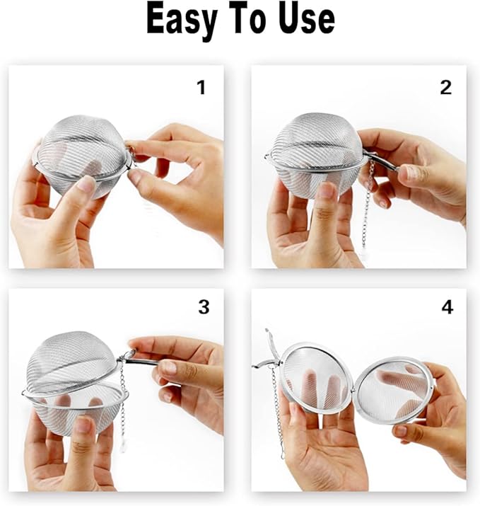 3 Pcs Tea Strainer Infuser Ball - Stainless Steel Mesh Tea Filter for Leaves Spice Herb Filter Fruit Squeeze - 2.8in / 7cm Diameter