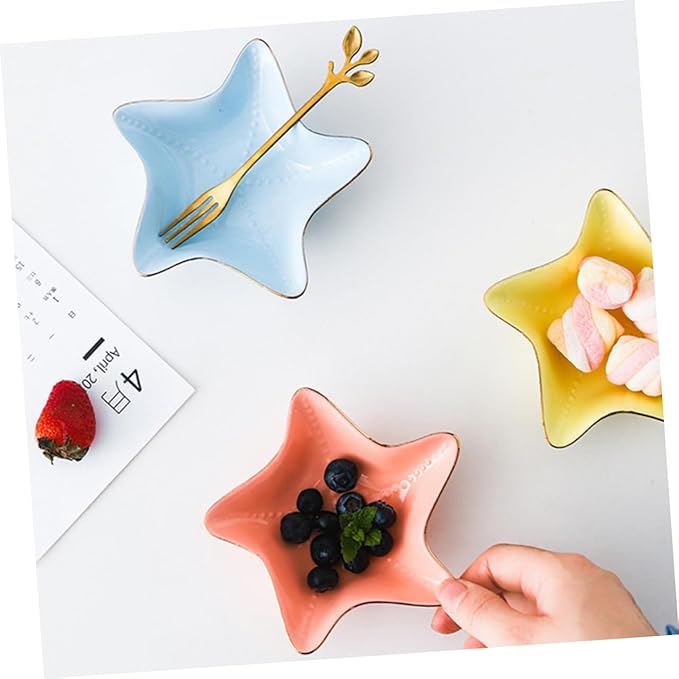 3pcs Multipurpose Ceramic Sauce Bowl Dipping Dish Appetizer Plate Snack Bowl Condiment Holder for Kitchen Random Color